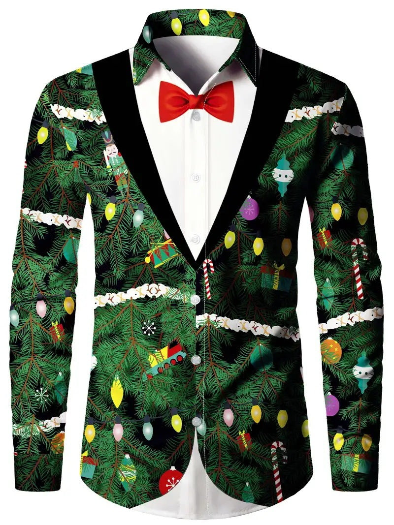 Men’s Digital Print Faux Two-Pieces Shirt