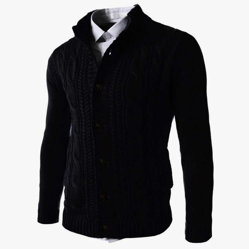 Men’s Stand Collar Knit Button Cardigan