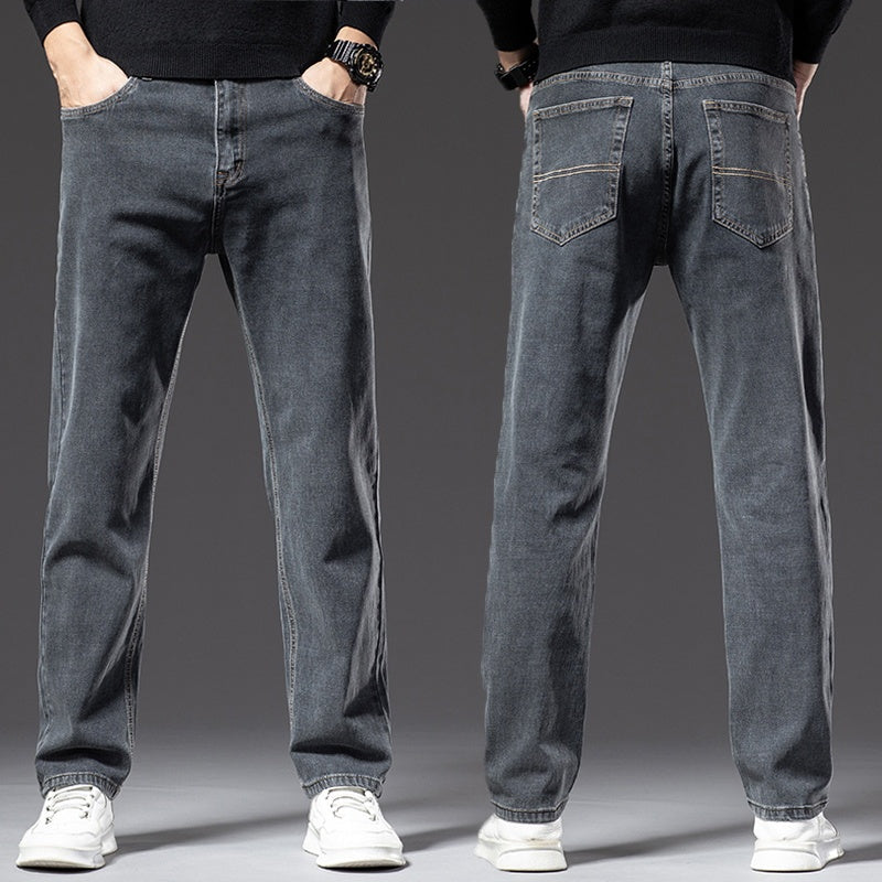 High Elastic Loose Straight Jeans