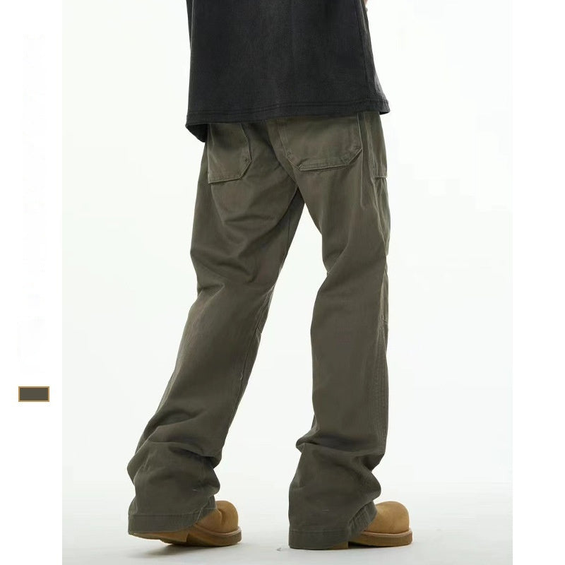 Men’s Trendy Gray-Green Overalls – Casual & Loose-Fit