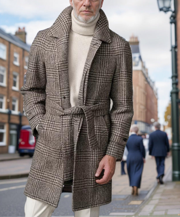 Men’s Checked Raglan Sleeve Wool Coat