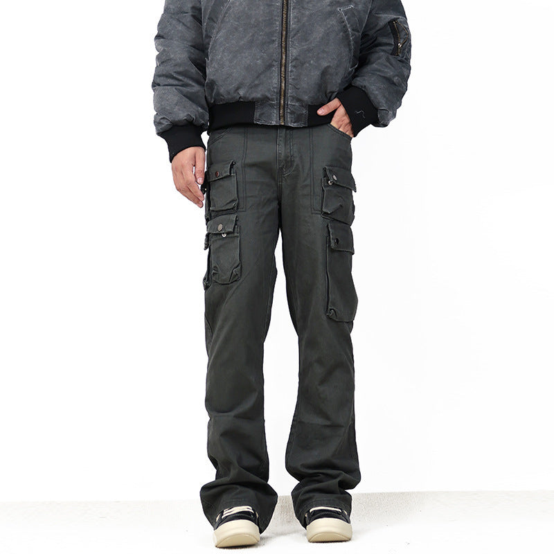 High-Street Multi-Pocket Flared Cargo Pants
