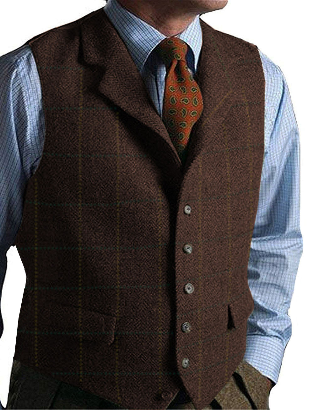 Men’s Plaid Tweed Gilet