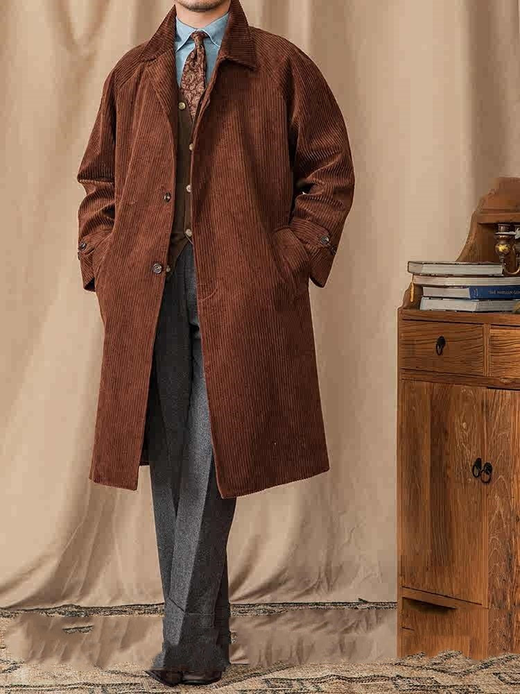 Autumn Corduroy Long-Cut Coat
