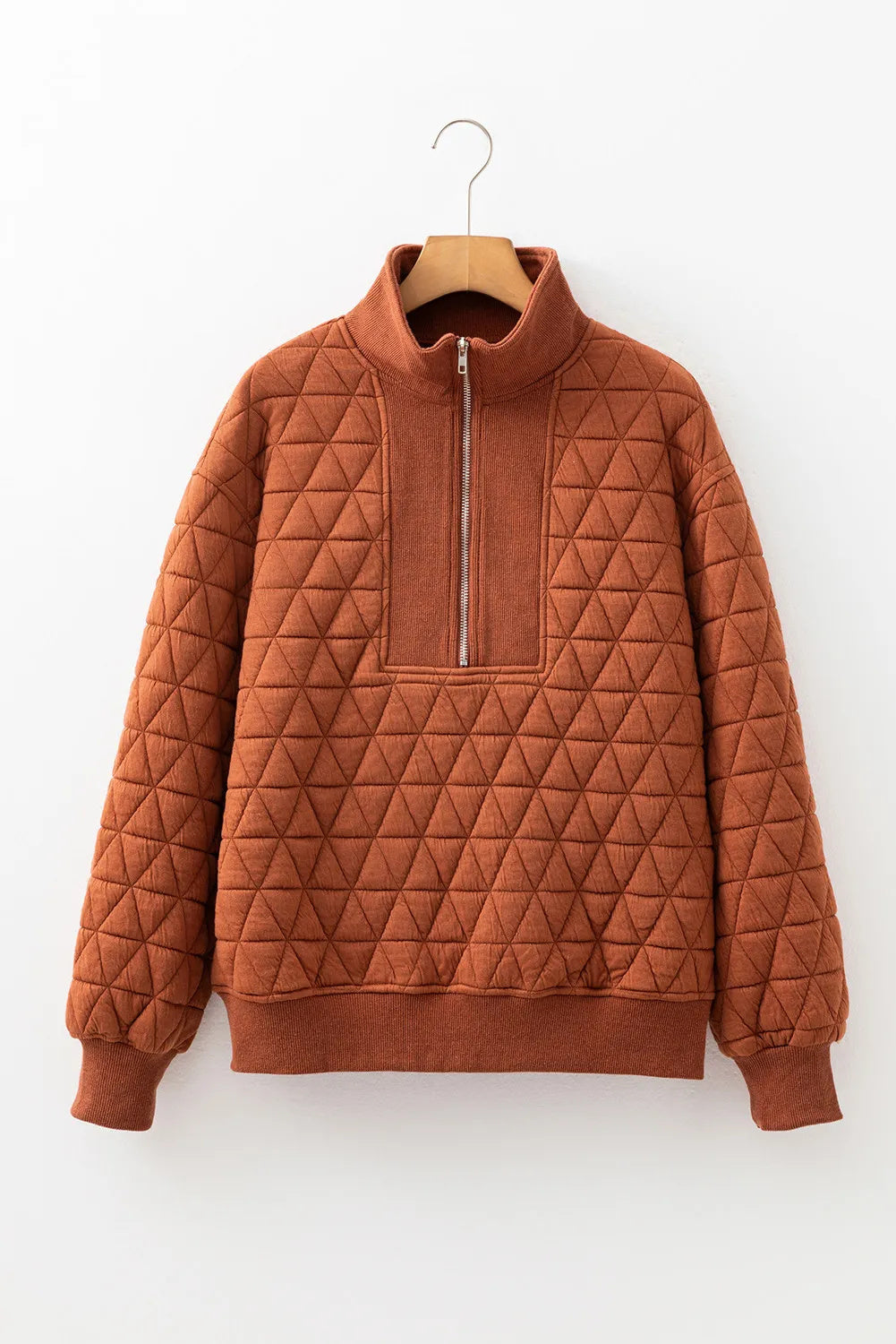 Geometric Quilted Half-Zip Top