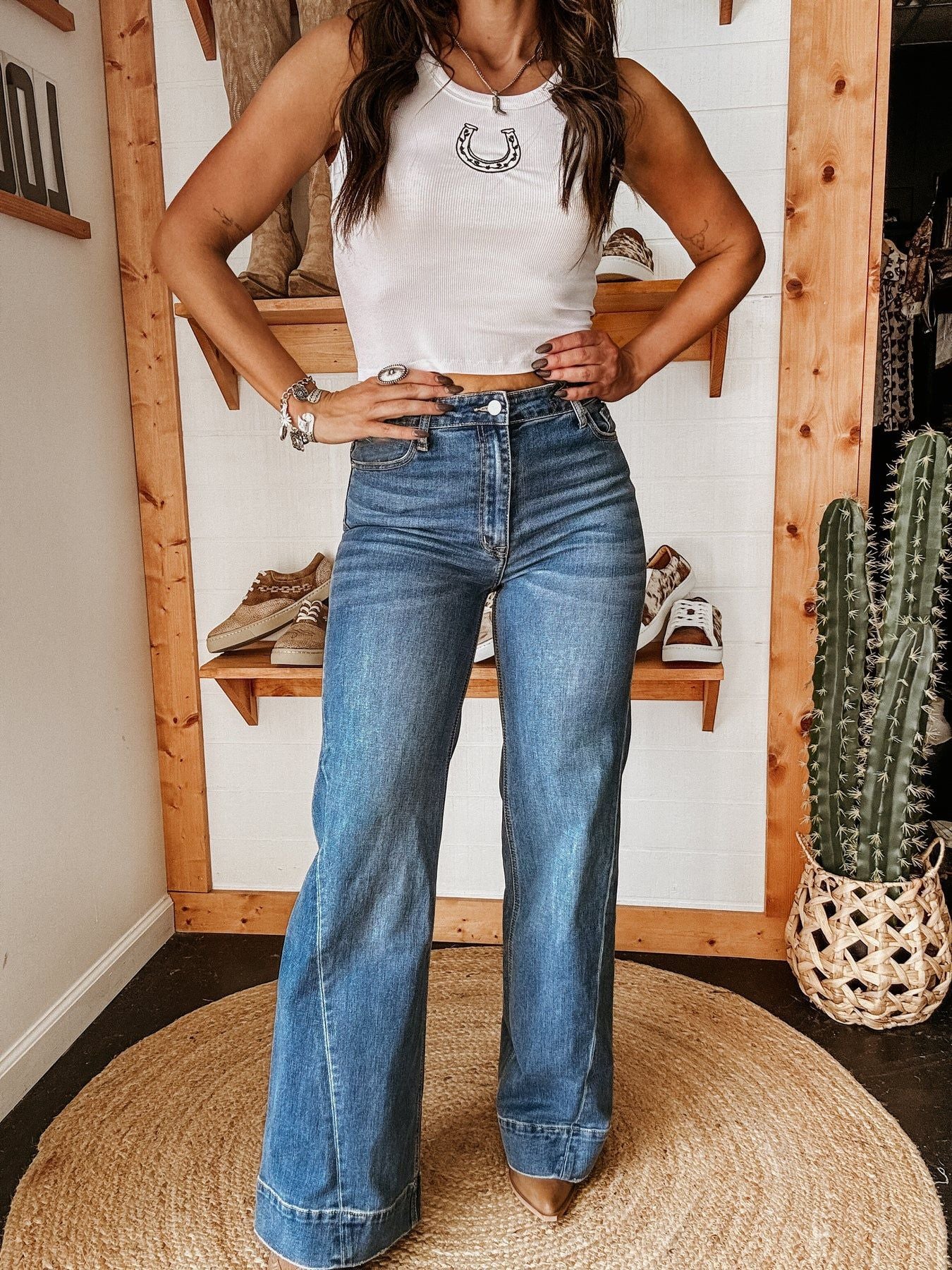 Washed Stretch Straight-Leg Jeans