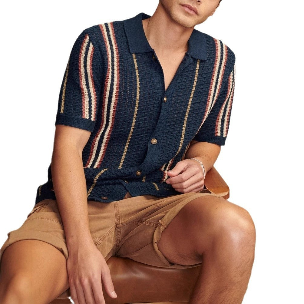 Men’s Hollow Knit Polo Cardigan
