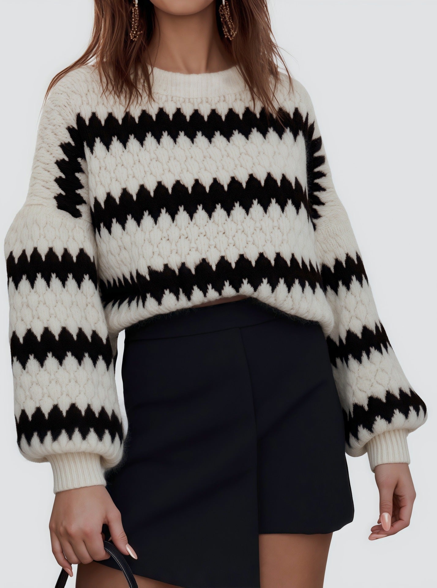 Women's Knitted Pullover Striped European And American