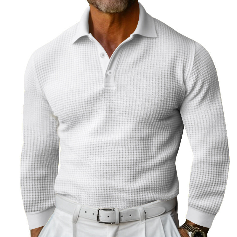 Slim-Fit Lapel Button Long Sleeve Shirt