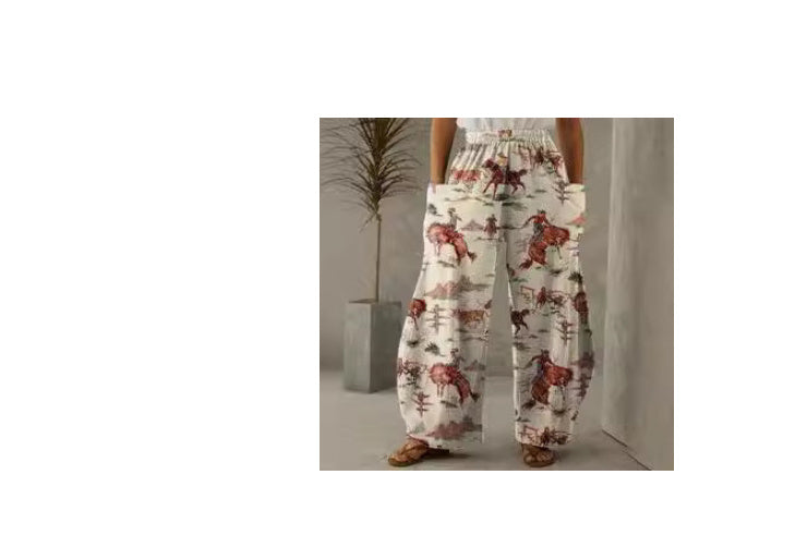 Street Hipster Mid-Waist Wide-Leg Pants
