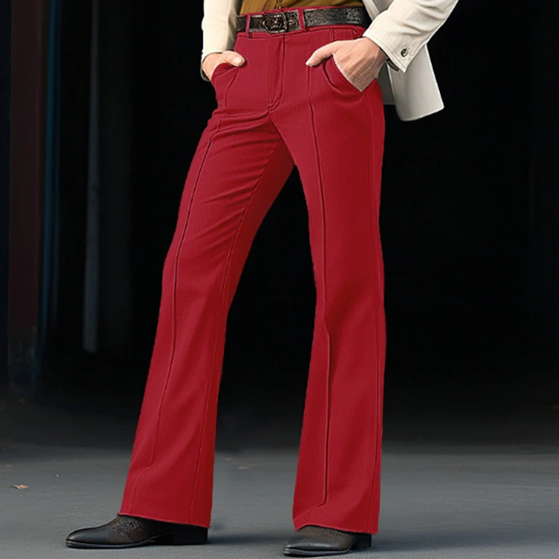 Men’s Twill Stretch Slim Bell-Bottom Pants