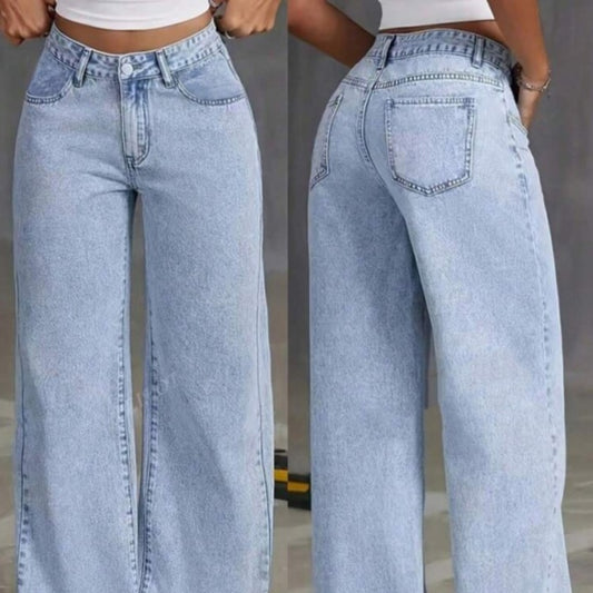 Süße und würzige, hoch sitzende, gerade geschnittene Jeans