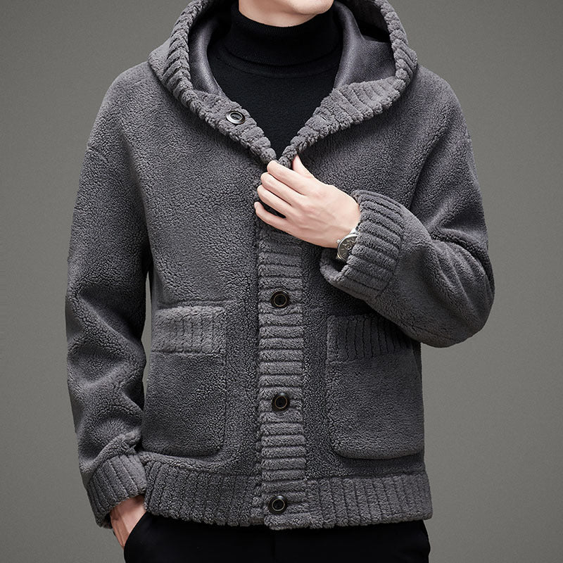 Double-Sided Cashmere Fur Hoodie Jacket