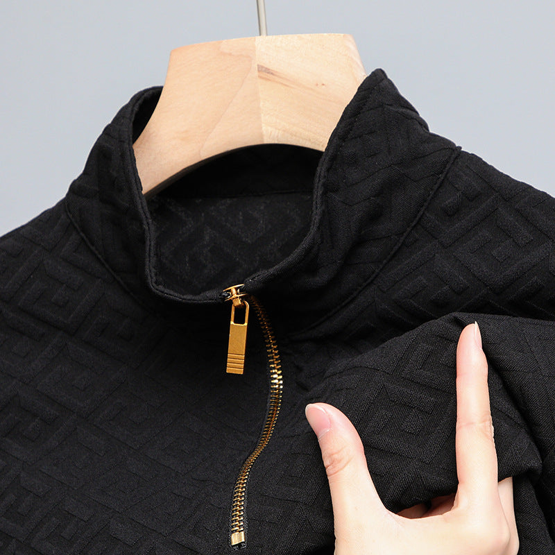 Long Sleeve Zipper Lapel Tee