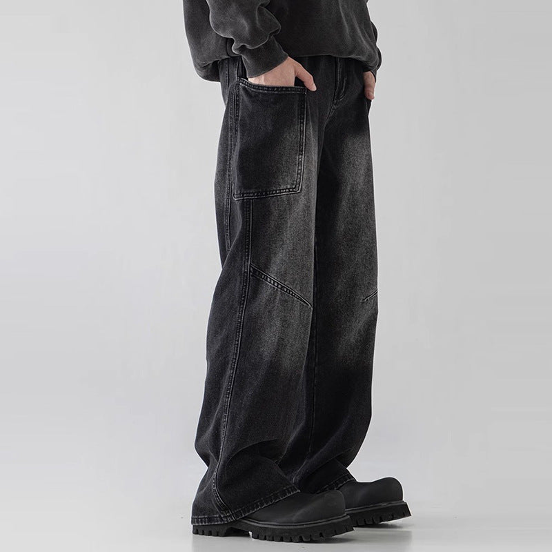 Mens Loose Fit Wide Leg Jeans