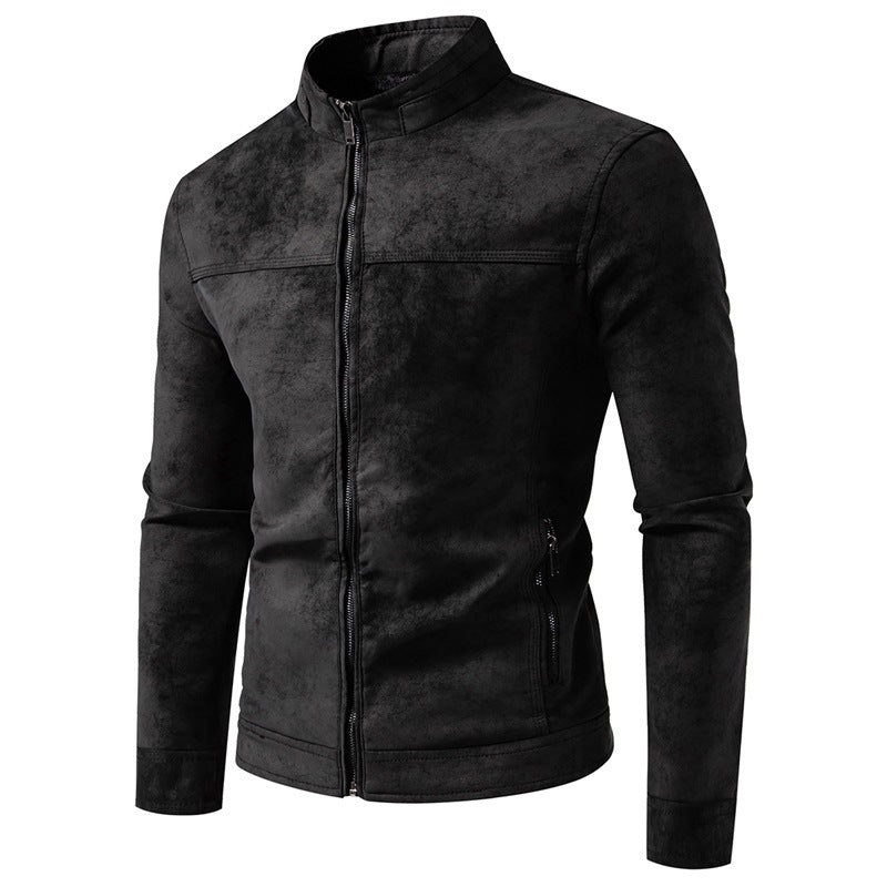 Men’s Retro Tie-Dyed Leather Jacket
