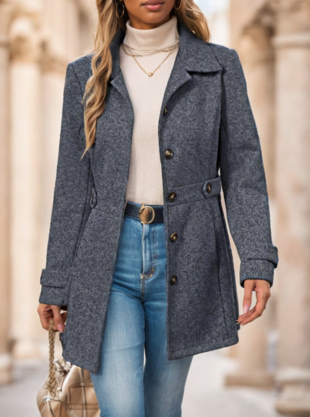 Women's Single-Breasted Woolen Coat
