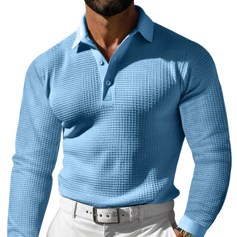 Slim-Fit Lapel Button Long Sleeve Shirt
