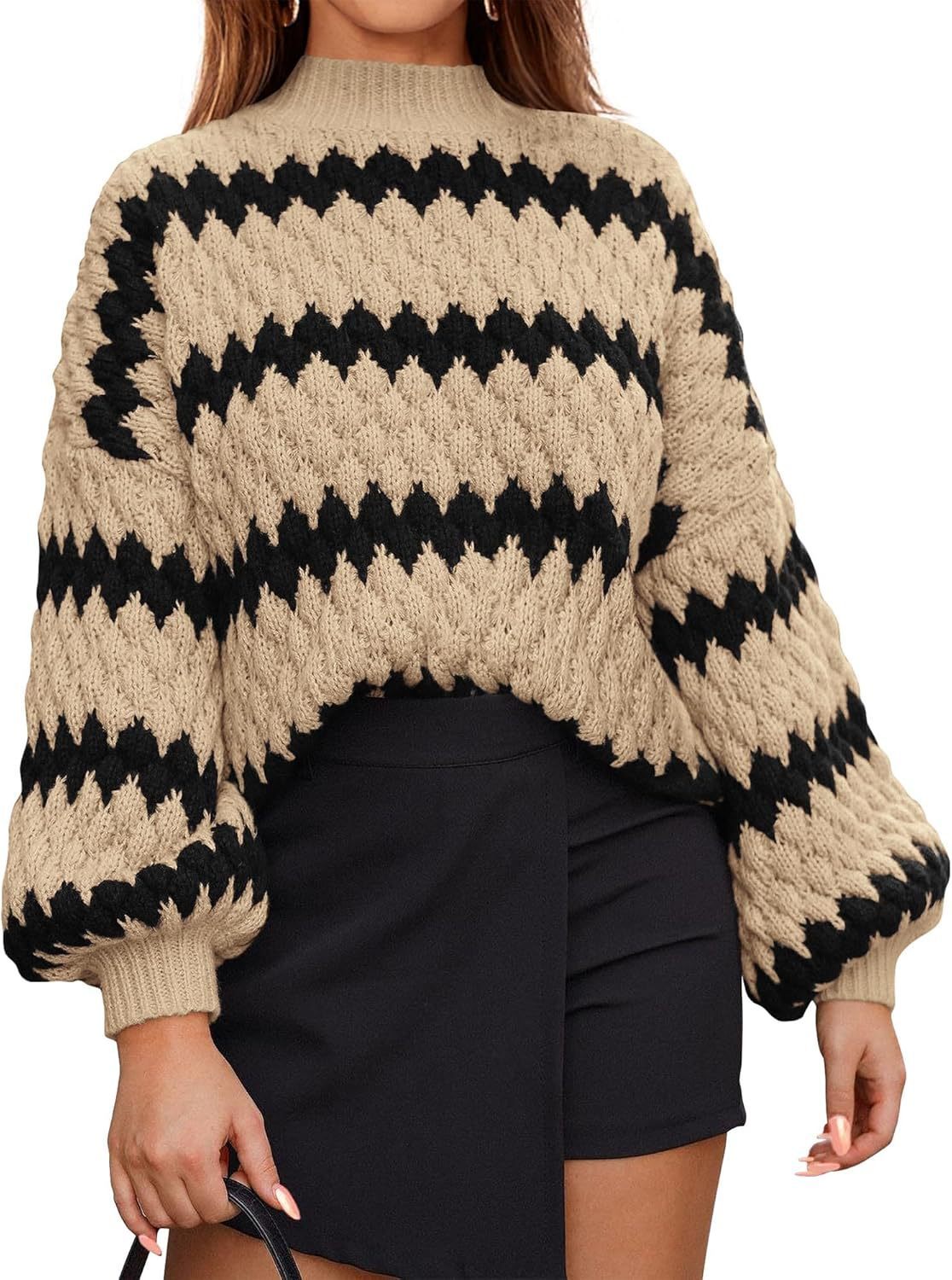 Women's Knitted Pullover Striped European And American