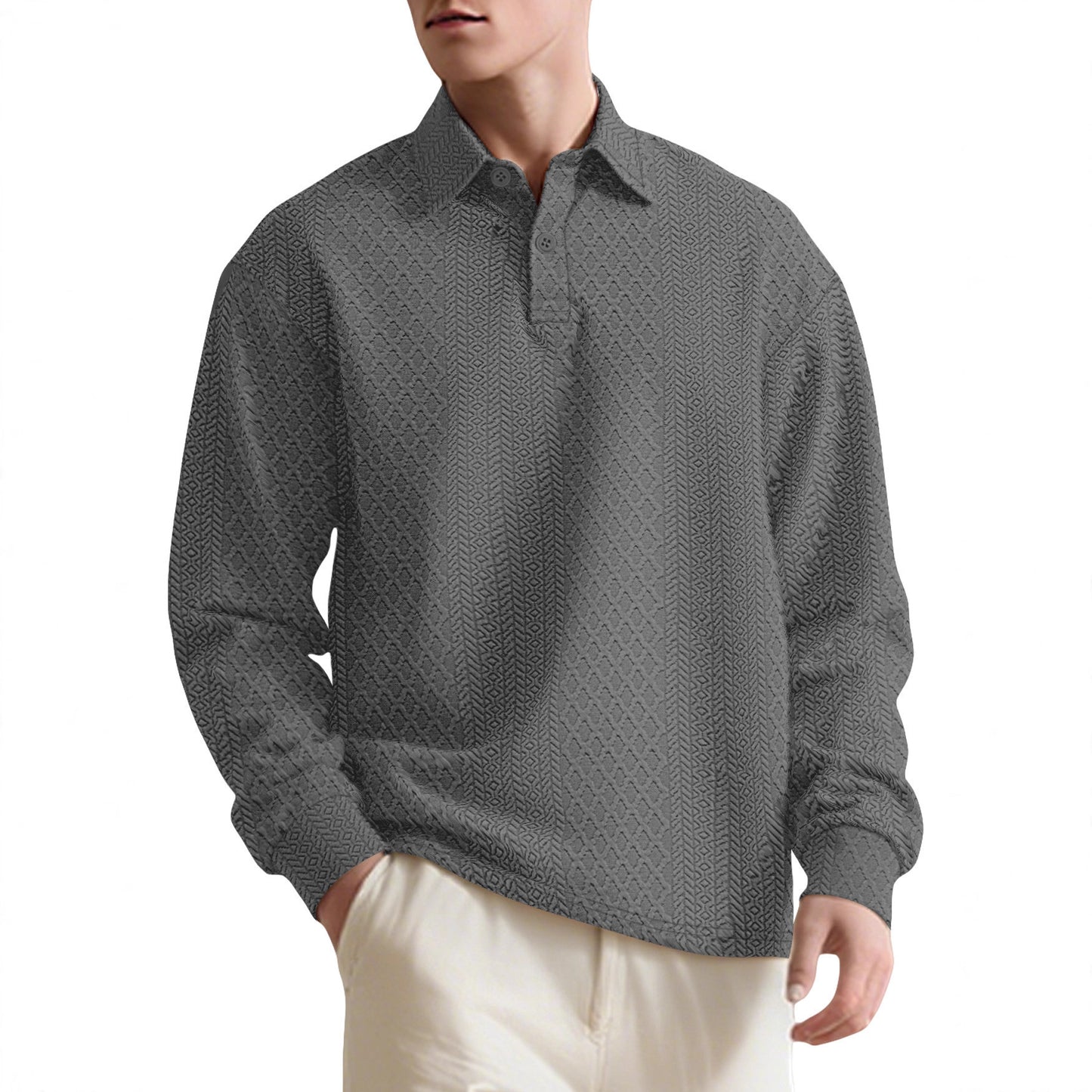 Jacquard Lapel Polo Sweater