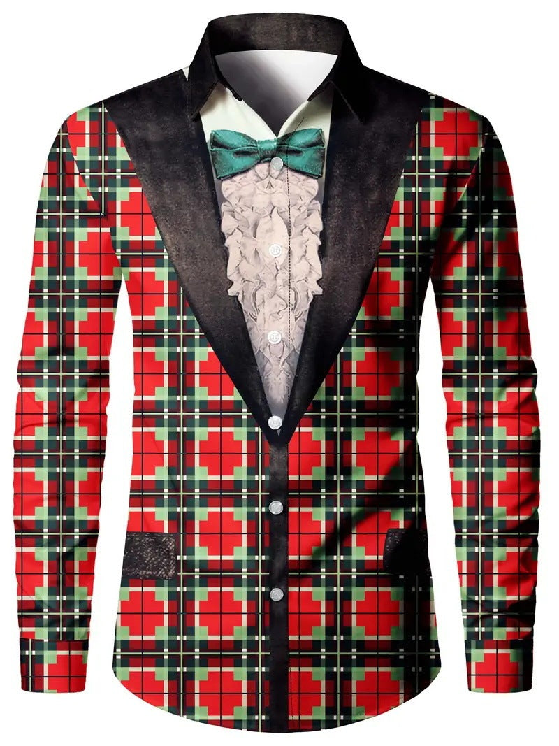 Men’s Digital Print Faux Two-Pieces Shirt