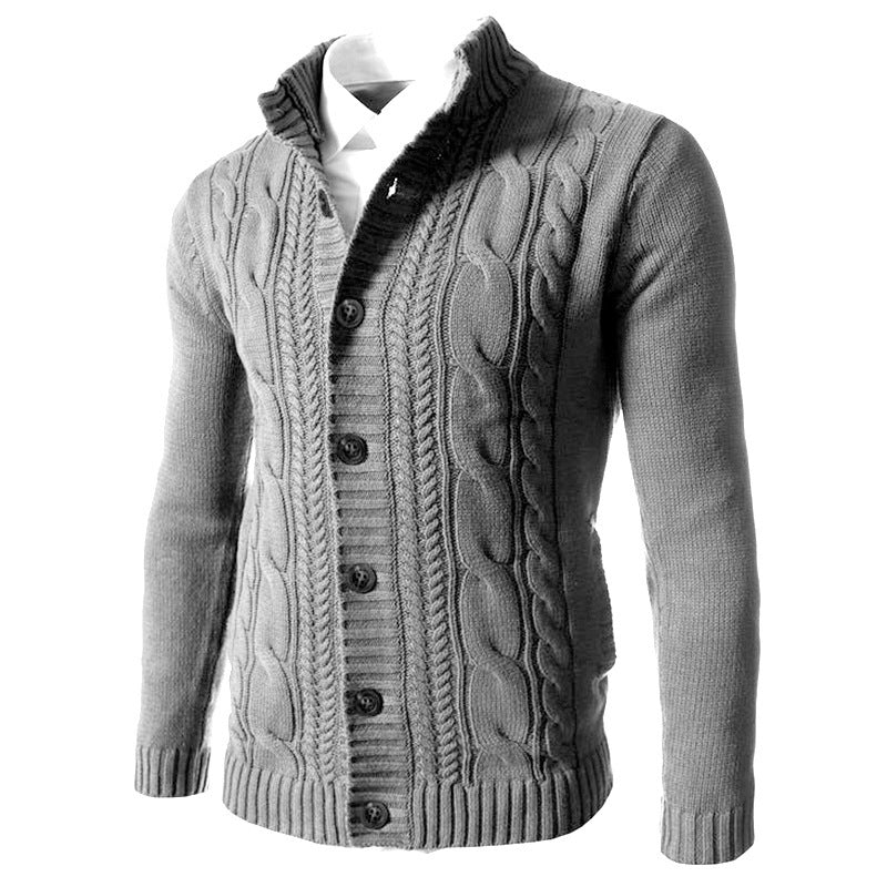 Men’s Stand Collar Knit Button Cardigan