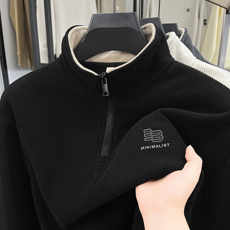 Half-Zip Velvet Padded Sweater