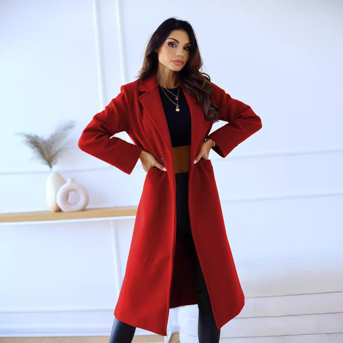 Women’s Double-Breasted Woolen Coat