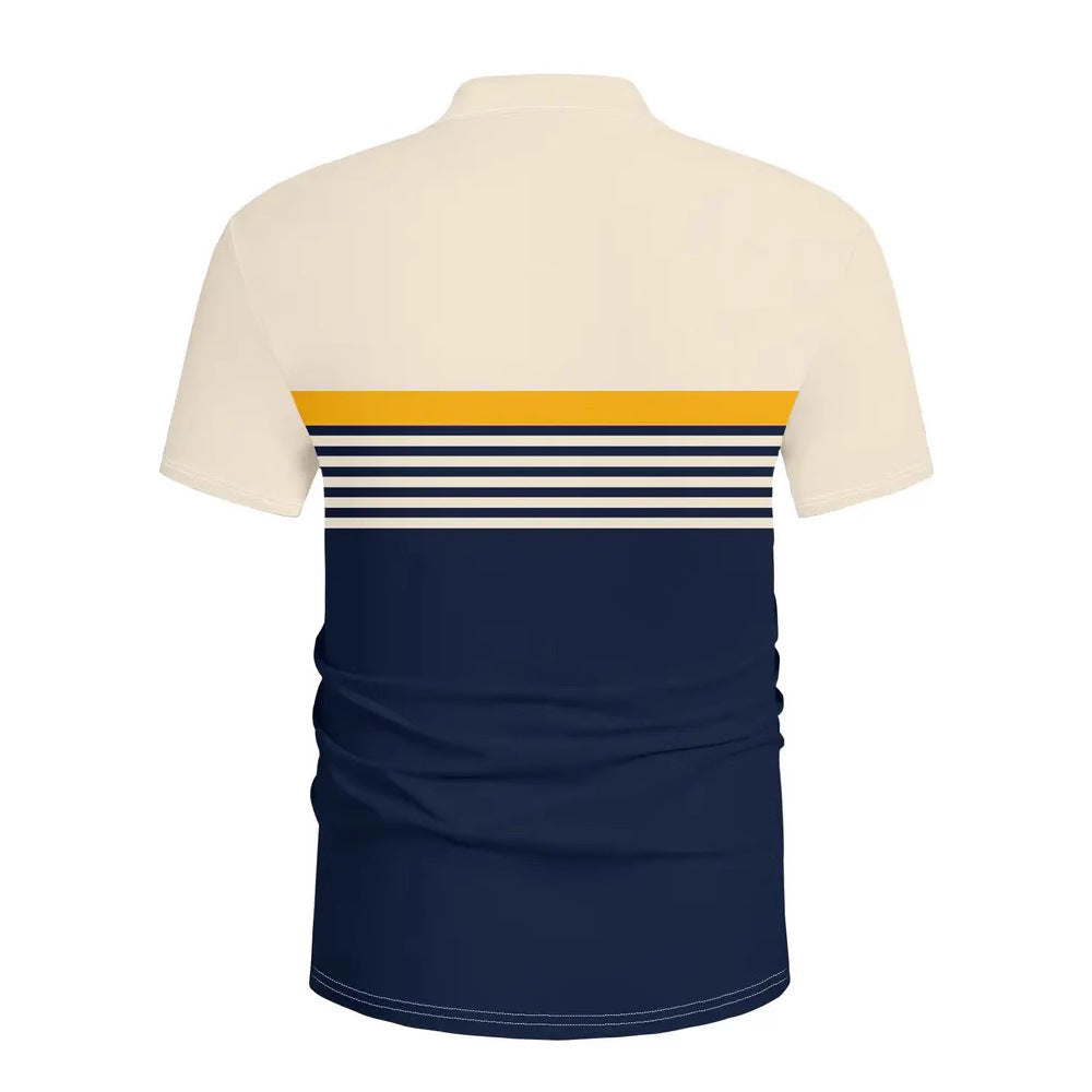 Men’s Striped Color-Block Golf Polo