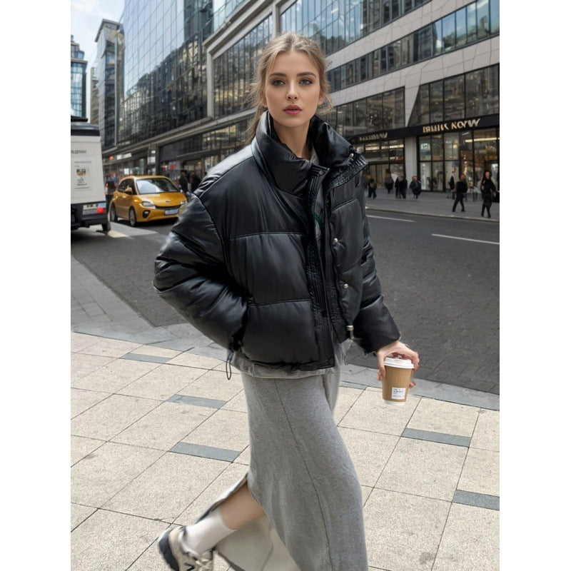 Leather Padded Winter Jacket