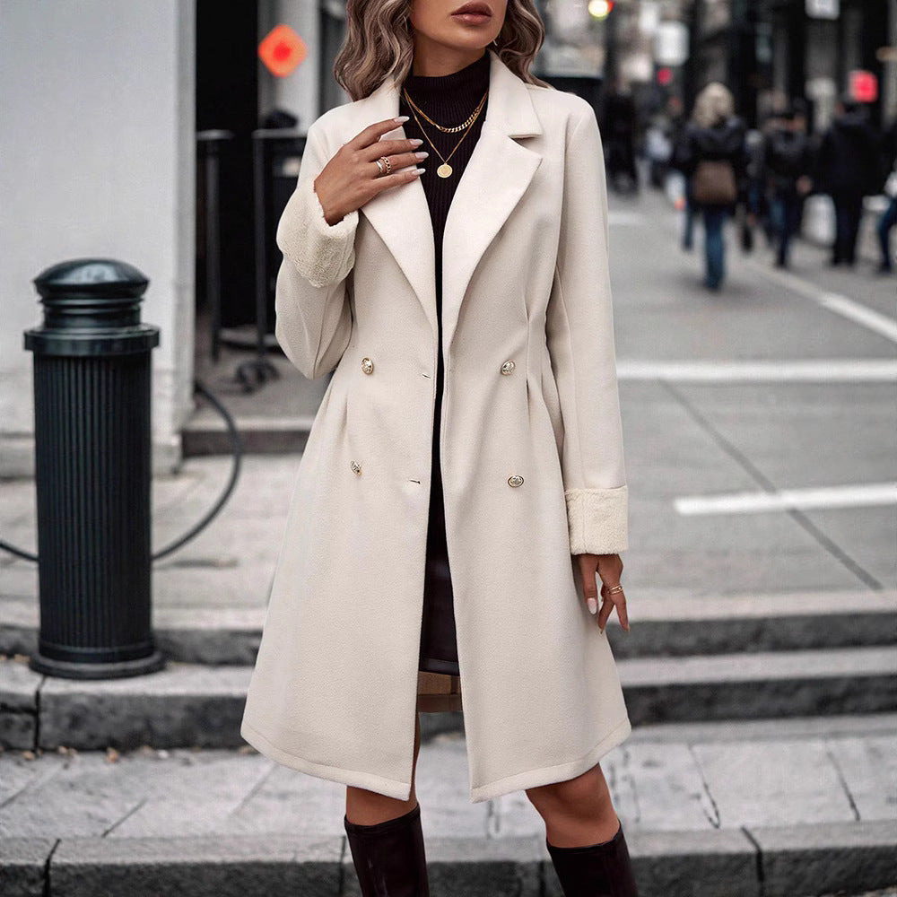 Women’s Waist-Trimming Woolen Coat