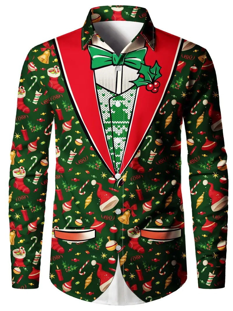 Men’s Digital Print Faux Two-Pieces Shirt