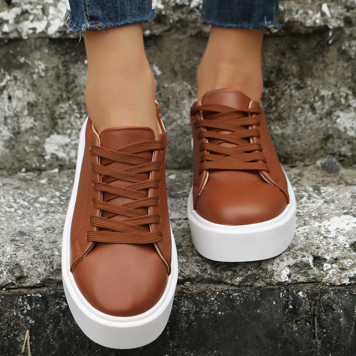Vlakke schoenen met ketting en vetersluiting, dames casual sportschoenen