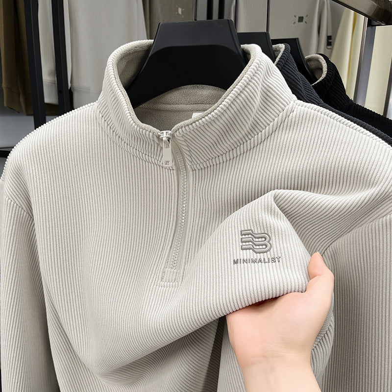 Half-Zip Velvet Padded Sweater