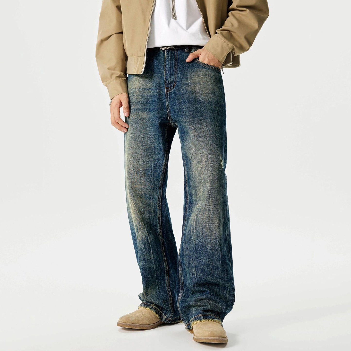 Micro-Flared Water-Scrape Jeans