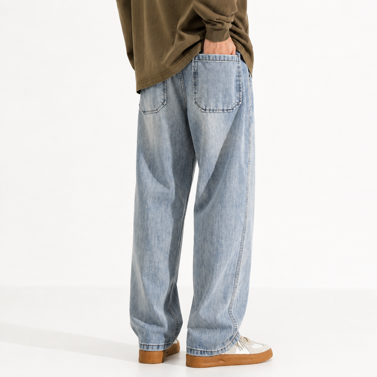 Men's Washed Distressed Straight Fit Jeans