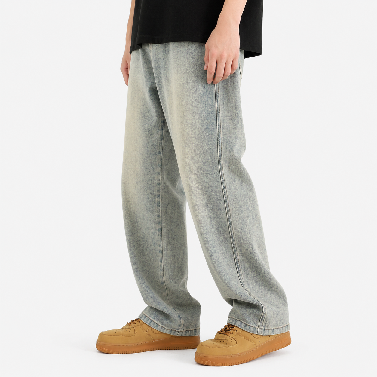 Yellow Mud Dyed Straight Jeans For Men