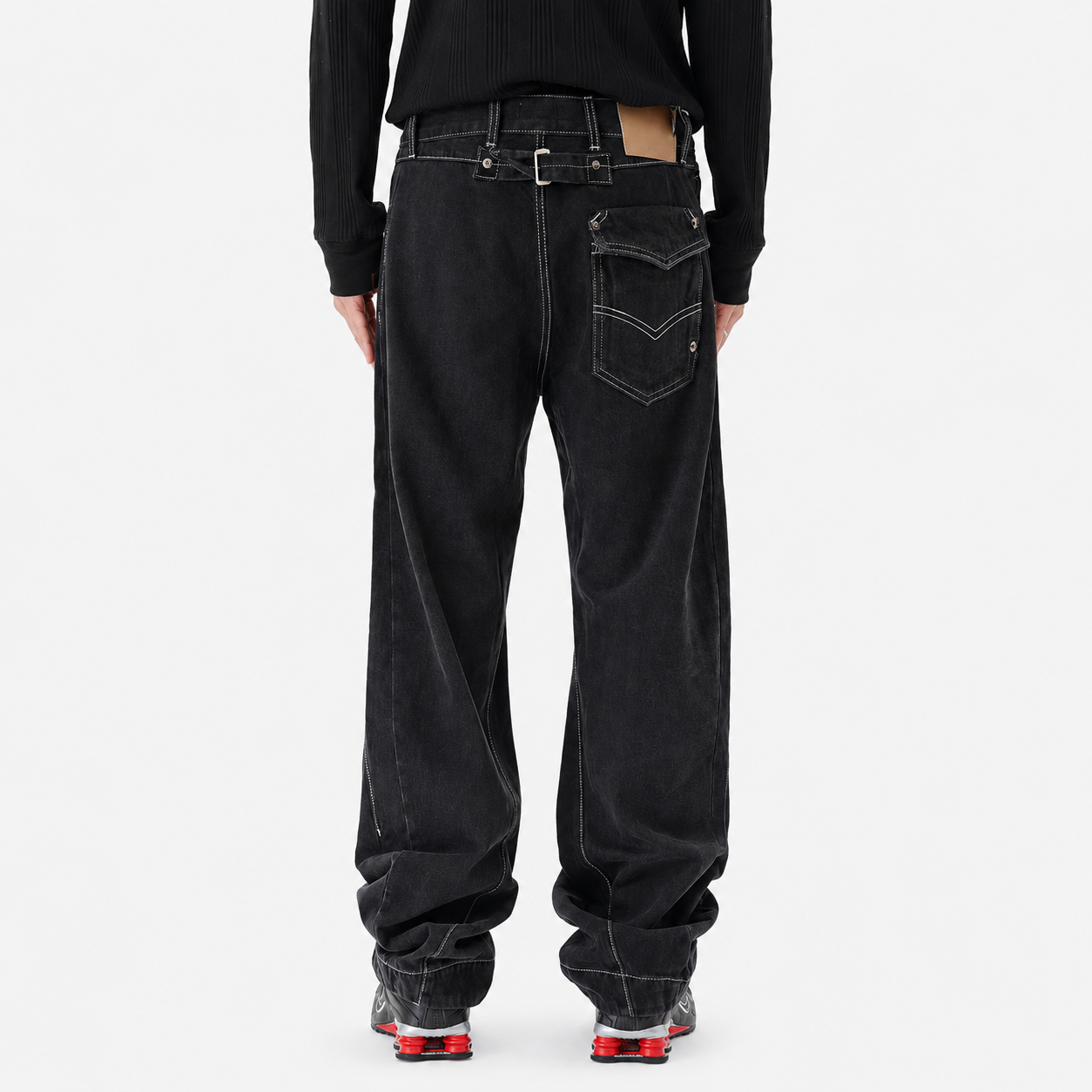 Contrast Color Loose Machete Jeans