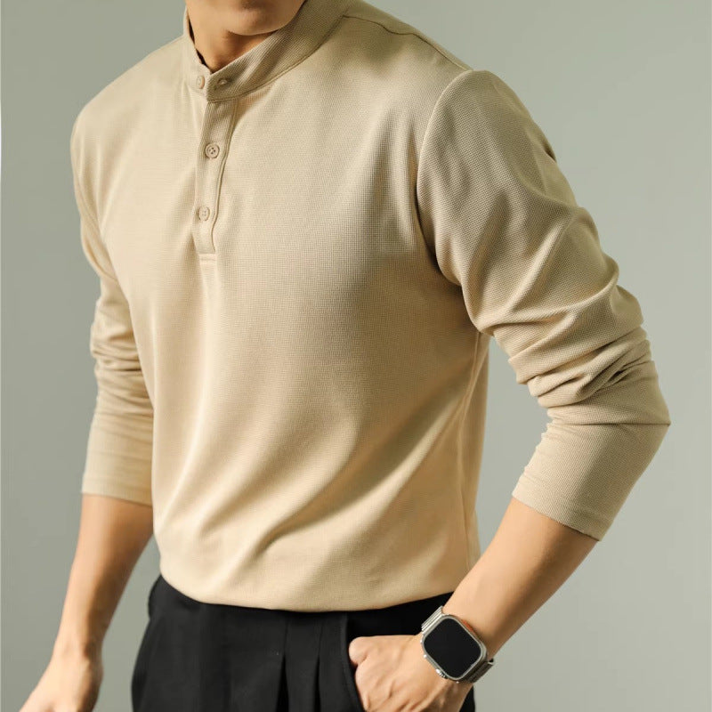Men’s Solid Color Long Sleeve Polo