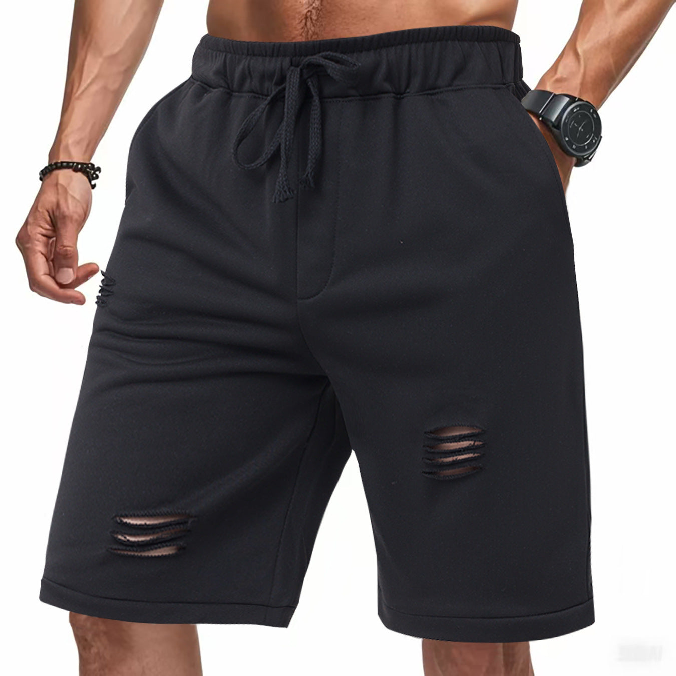Ripped Knit Terry Sports Pants