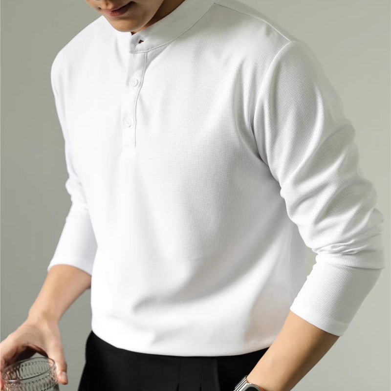 Men’s Solid Color Long Sleeve Polo