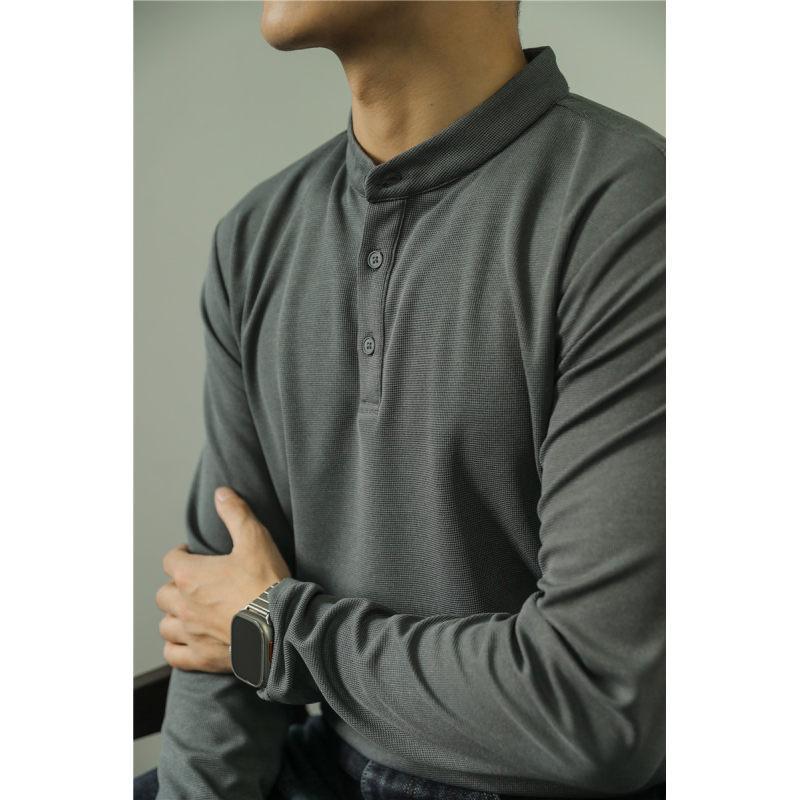 Men’s Solid Color Long Sleeve Polo