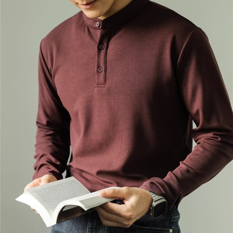 Men’s Solid Color Long Sleeve Polo