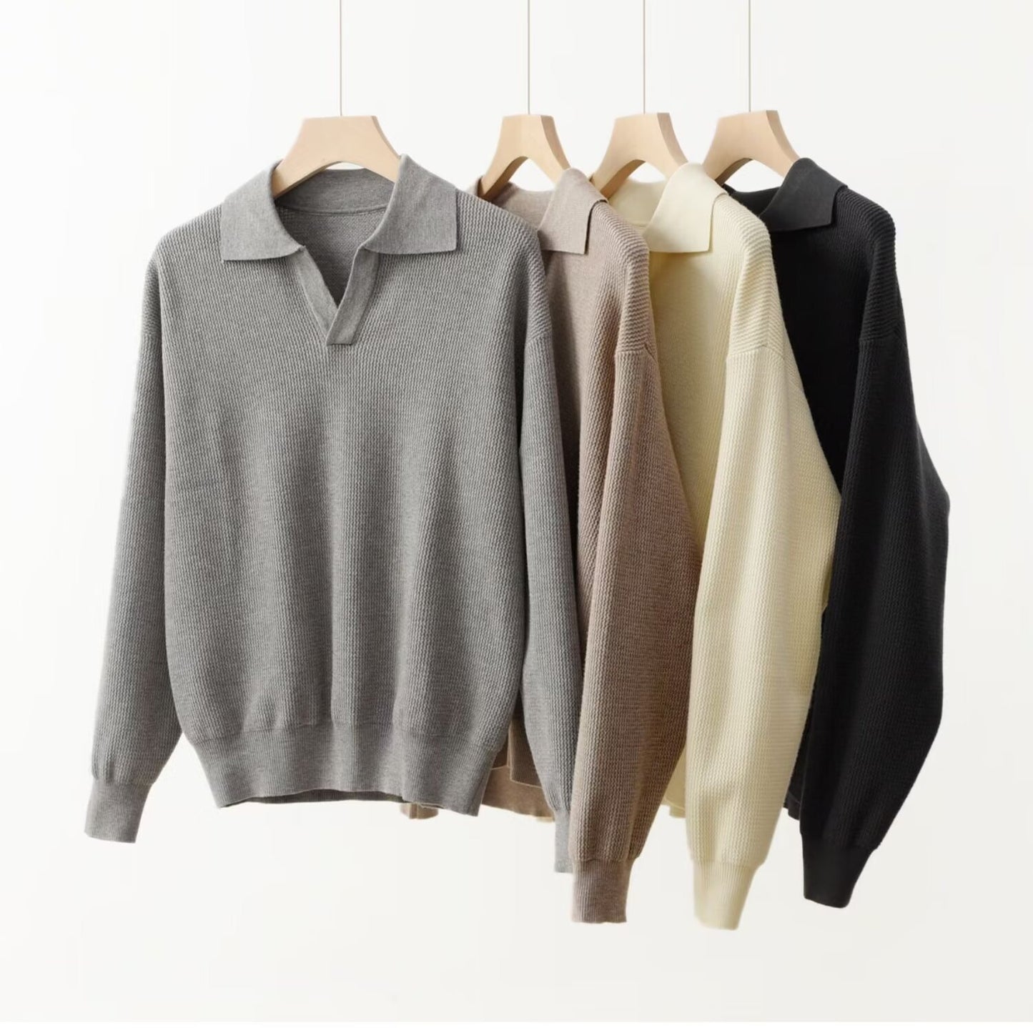 Men’s Solid Color Loose Long Sleeve Shirt