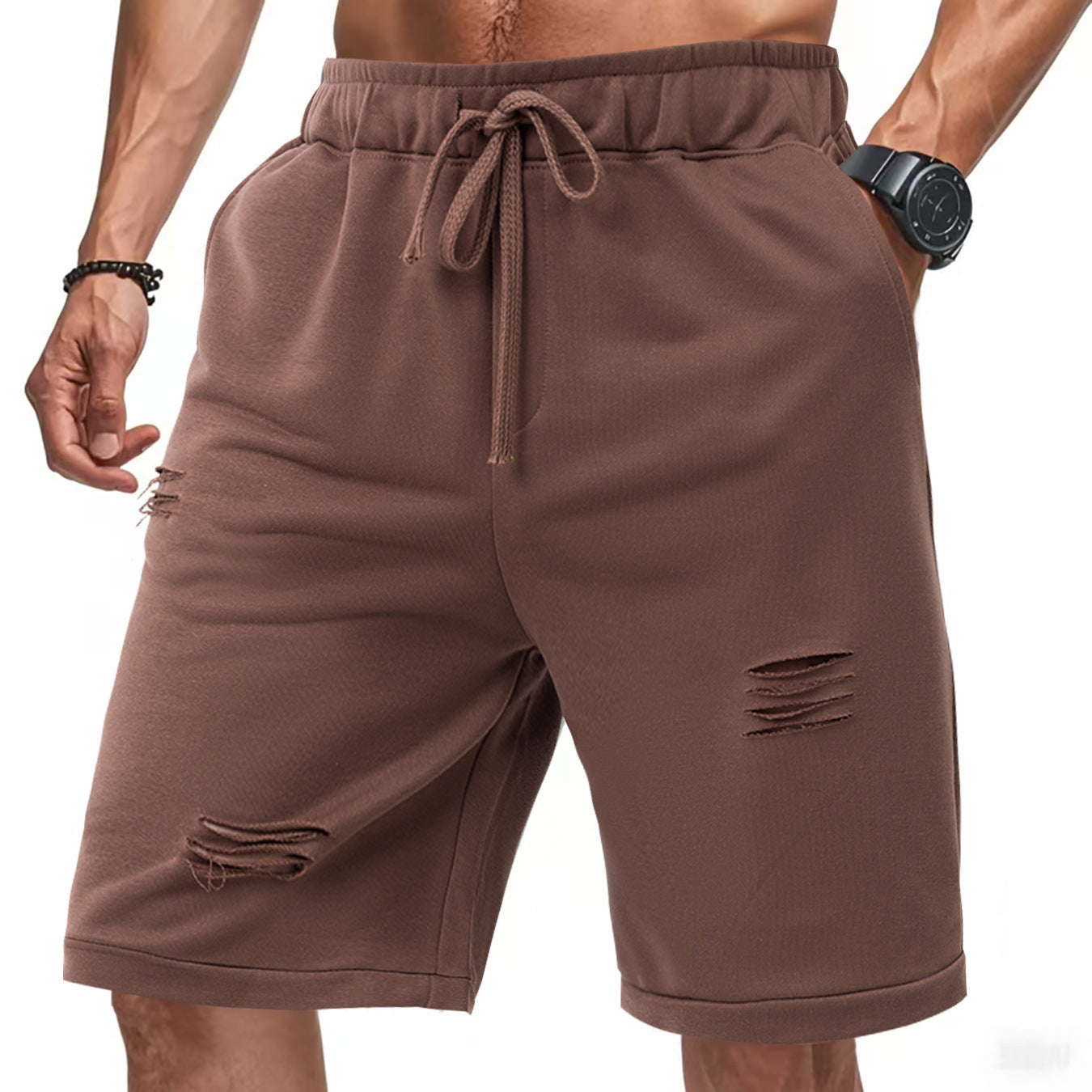 Ripped Knit Terry Sports Pants