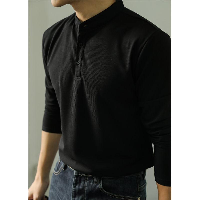 Men’s Solid Color Long Sleeve Polo