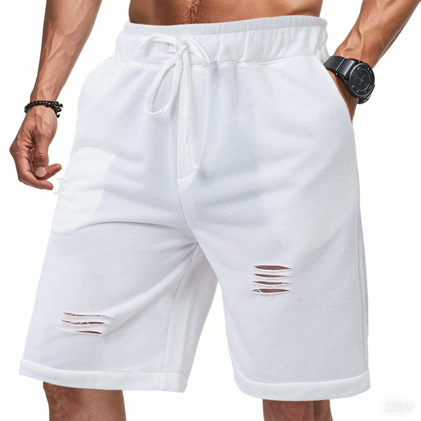 Ripped Knit Terry Sports Pants
