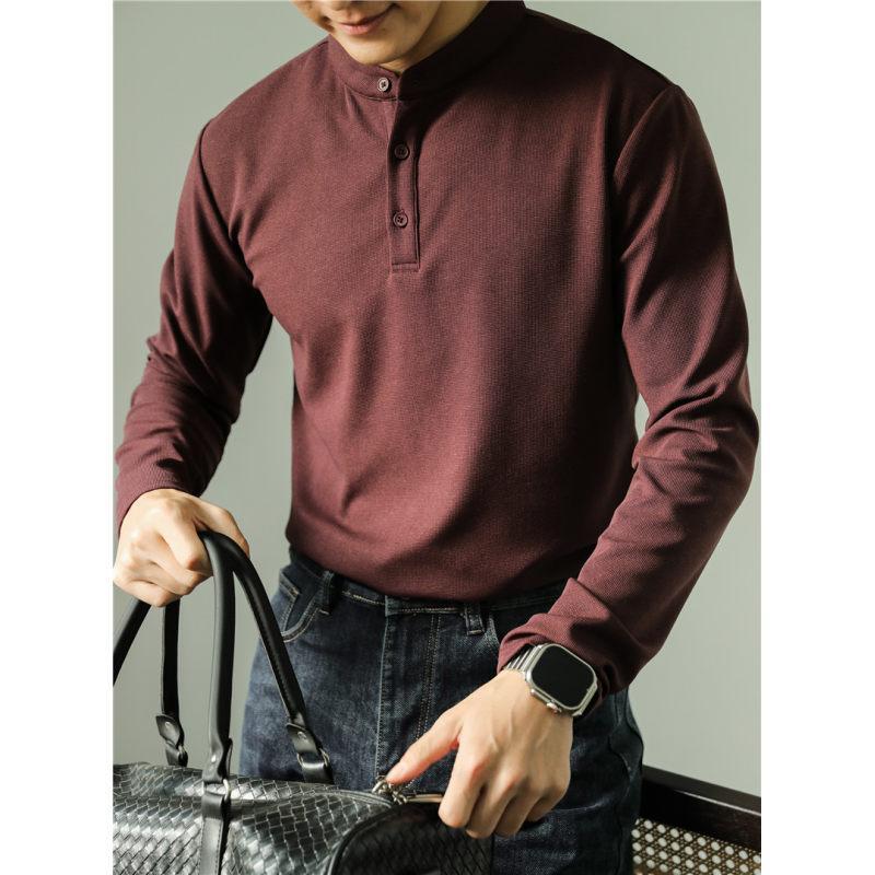 Men’s Solid Color Long Sleeve Polo