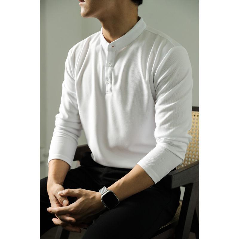 Men’s Solid Color Long Sleeve Polo