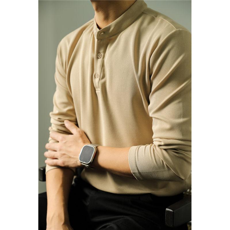 Men’s Solid Color Long Sleeve Polo